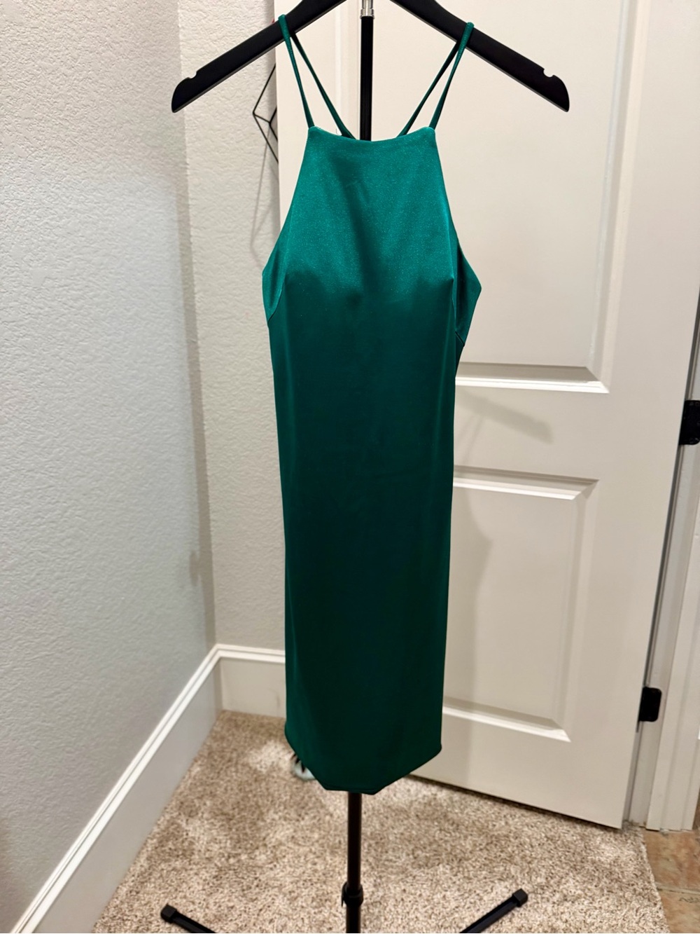 Emerald Green Strappy Backless Homecoming Dress- Worn Once- Size 0